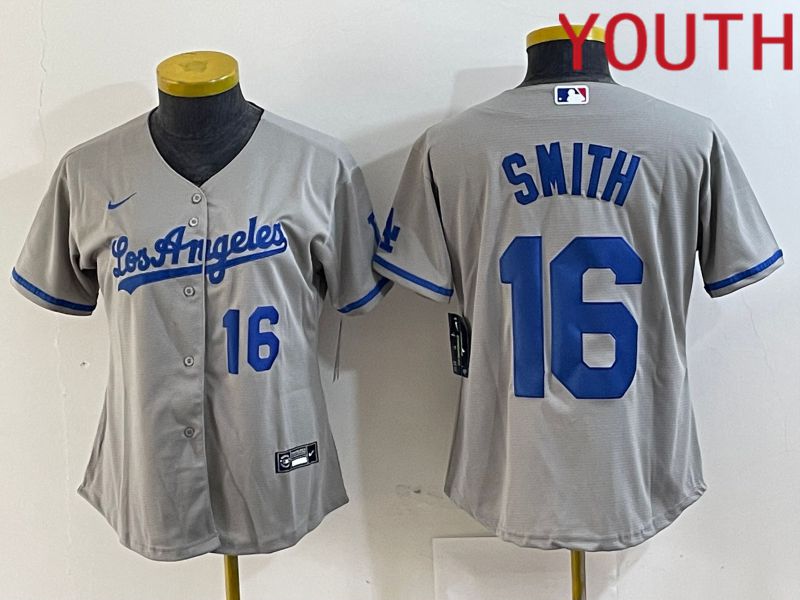 Youth Los Angeles Dodgers #16 Smith Grey Game Nike 2024 MLB Jersey style 4->->Youth Jersey